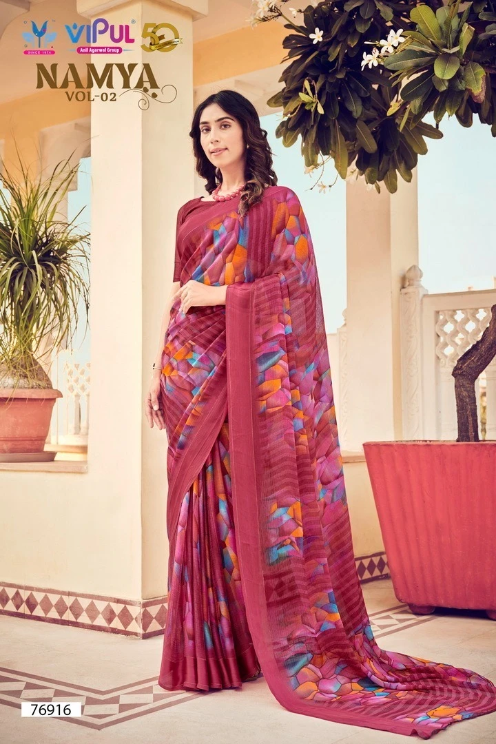 Vipul Namya Vol 2 Chiffon Wholesale Fancy Sarees Catalog — Wholesale Sarees, MPA wholesale from Surat — view 11